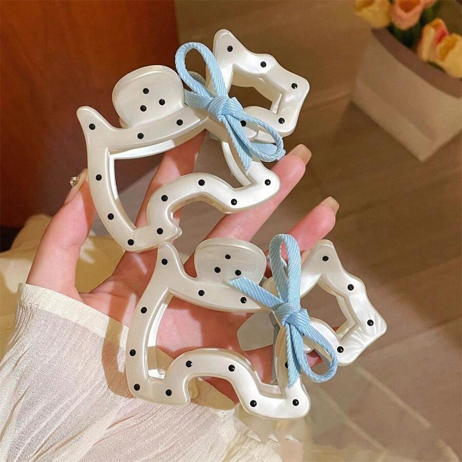 1 Peça Clipe de Cabelo de Cachorrinho com Laço Fofo e Bolinhas, Acessórios de Headwear Garra de Cabelo para Meninas, Acessórios de Moda para Cabelo, Grampos de Beleza