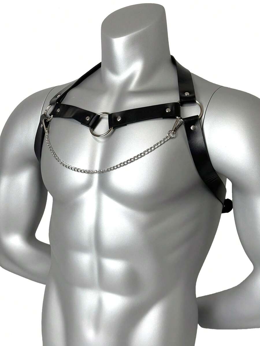 Cadena corporal negro ajustable para hombres, accesorio de estilo punk rock diario, decoración para atuendos de fiesta y festival