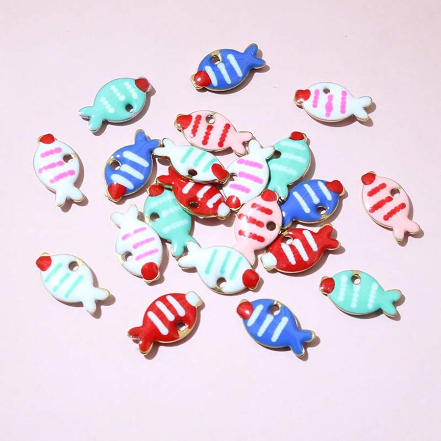 20 Peças Encantos de Peixe de Aço Inoxidável Esmaltado de 10x6mm, Pingente Pequeno e Fofo de Aço Inoxidável, Acessórios de Fabricação de Joias DIY