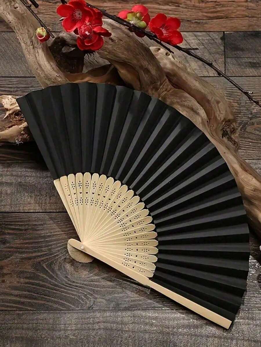 1pc Handheld Paper Fans Paper Folding Fans,Multi Colored Folding Fan,Solid Color Fan,DIY Folding Fan,Party Dressing,Church Wedding Gift,Perfect For Parties And Events