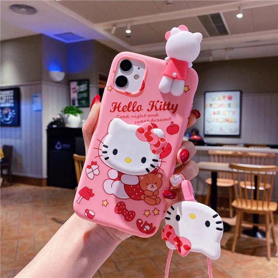 Sanrio Sanrio Cartoon Handyhülle mit Ständer, geeignet für 16/15/14/13/12/11/XS/XR/X Plus Pro Max, TPU Softcase Cartoon Niedlich und Modisch Rundum-Schutz Handyhülle