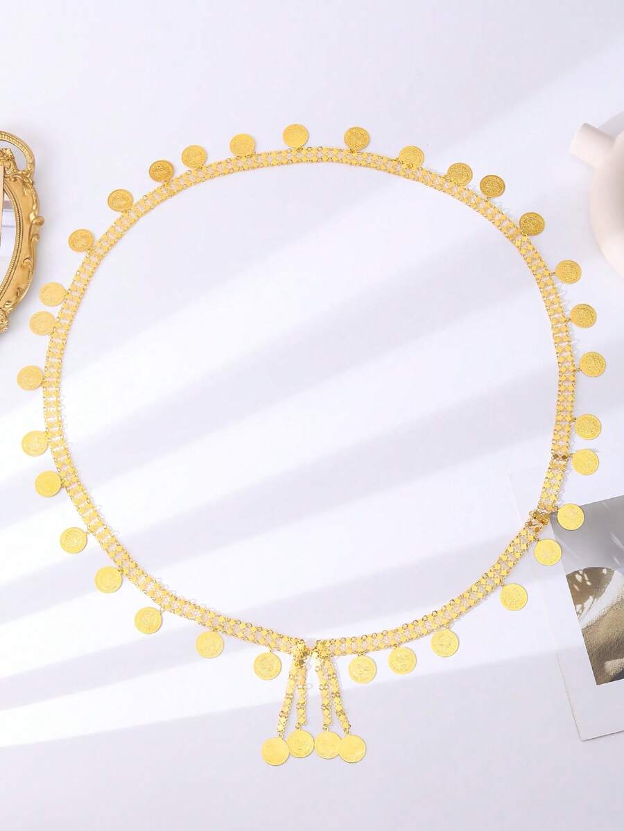 1 pieza Cadena para el Body de mujer color dorado metálico, accesorio para vestido abaya de estilo Oriente Medio, estilo bohemio, joyería de cadena para el Body para fiesta de boda, decoración de vestuario para actuación de mujer