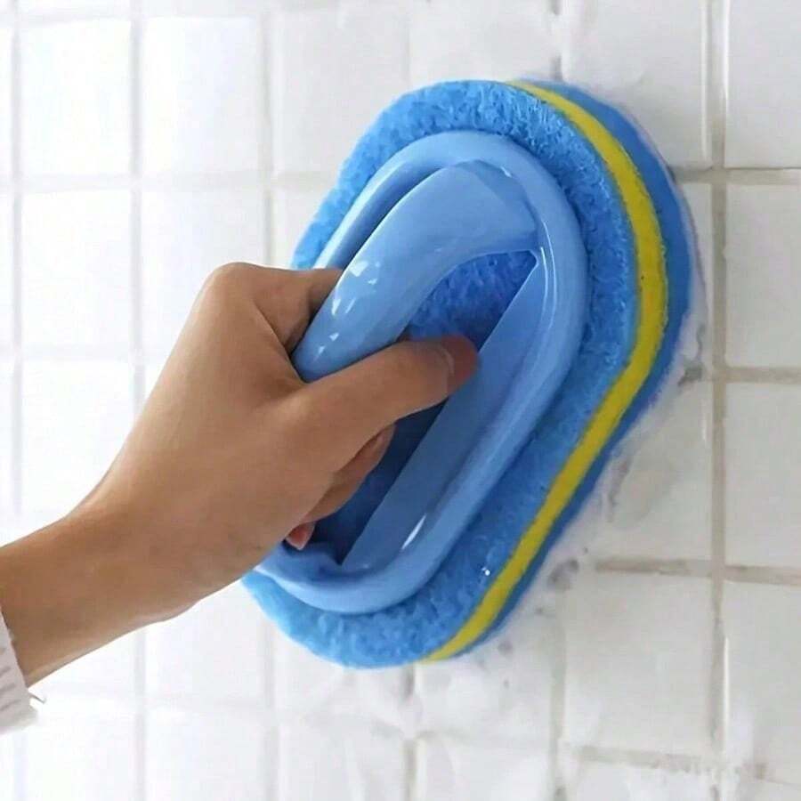 2-Piece Ultra Fine Fiber Tile Sponge Cleaning Brush, With A Built-In Handle That Does Not Harm Hands And Has Strong Cleaning Power, Suitable For Daily Household Cleaning