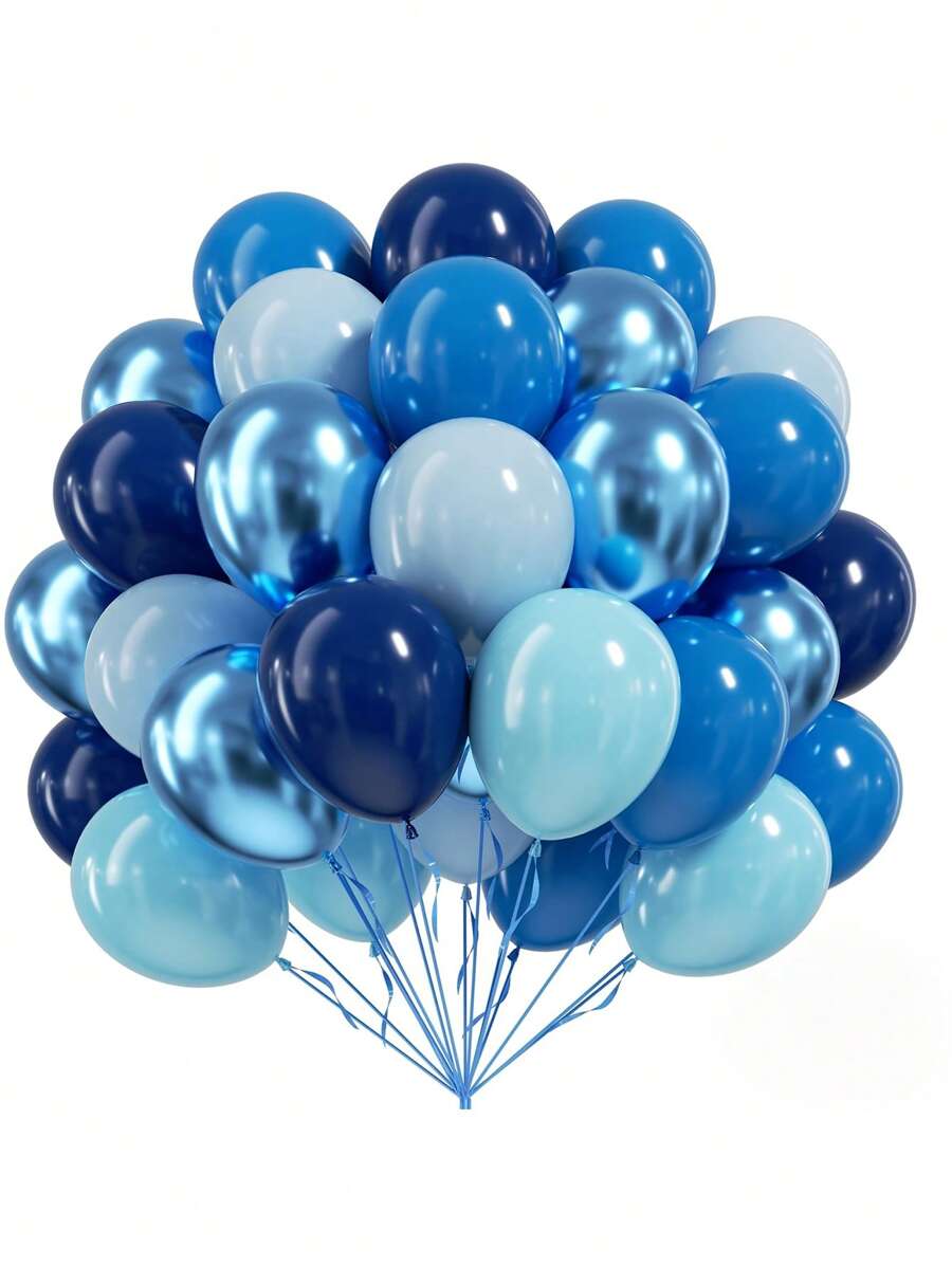 45 Stücke 10 Zoll Metallblau Luftballons und marineblau Latex Luftballon Set für Geburtstagsfeiern, Hochzeiten, Gender-Reveal Partys, Graduationsfeiern, Partydekorationen, Jubiläum und andere Heimatveranstaltungen