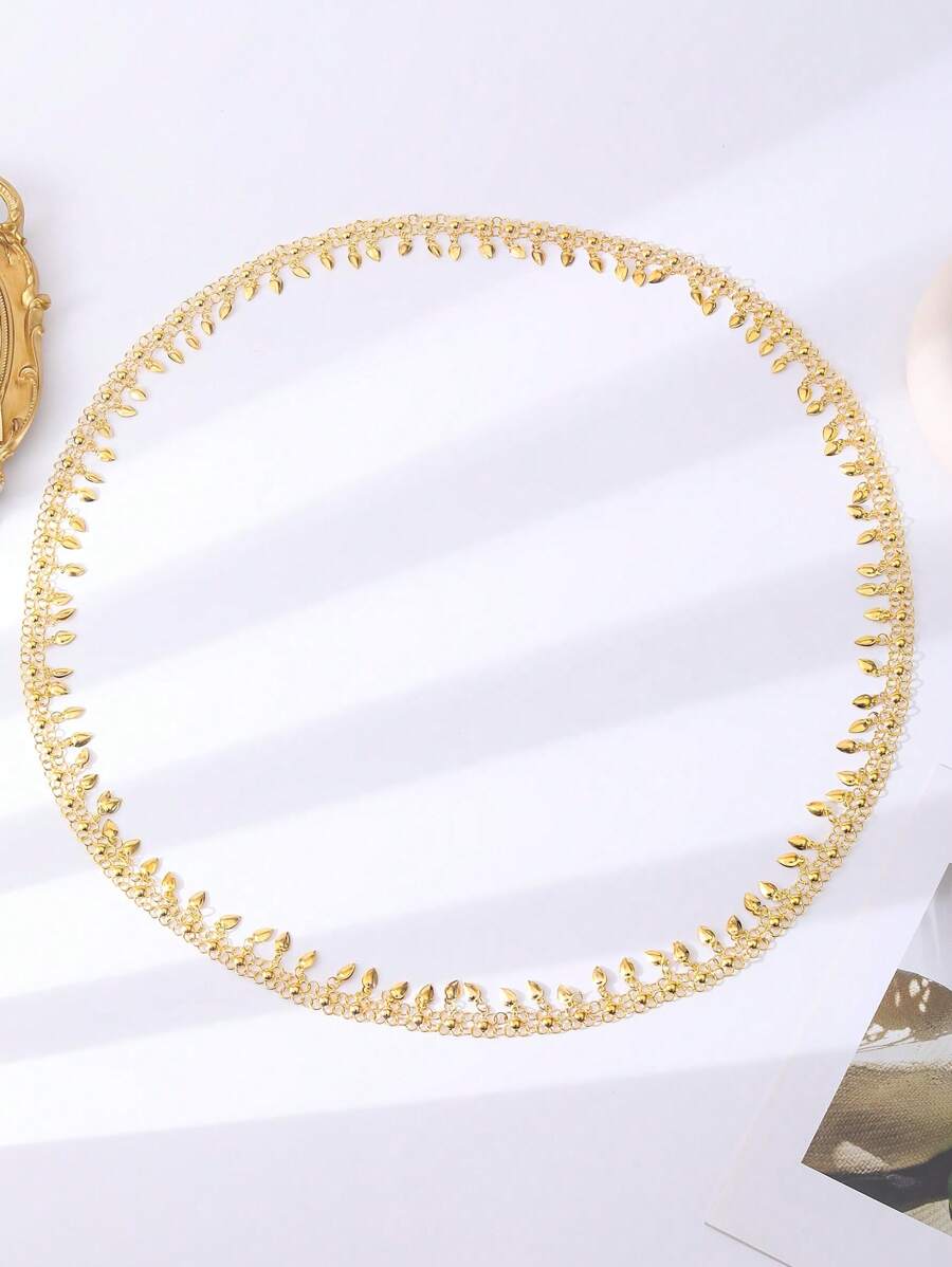 1 pieza Cadena corporal estilo marroquí chapada en oro, joya para bata nupcial con colgante de gota, accesorio de moda para mujer