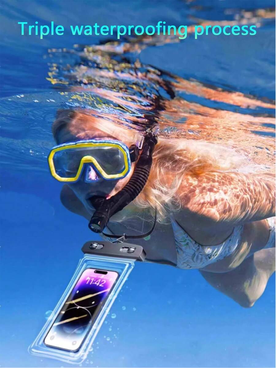 1 pièce Sac étanche transparent pour téléphone portable, convient à tous les modèles de téléphones, étanche et prend en charge l'opération de l'écran tactile. Accessoire de plage