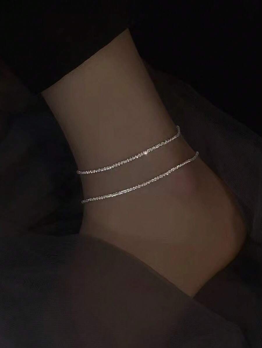 1pc Sparkling Sparkling Starry Footchain For Women's Summer Fashion, Simple And High End, Cold Style, Niche Design, Foot Accessories