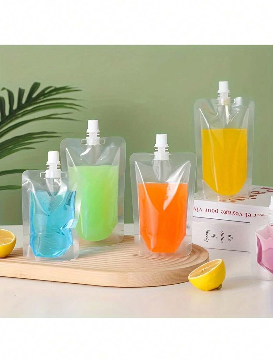 50 Stücke, transparente Düsenbeutel, Getränkeverpackungsbeutel, Sojamilch Saft Verpackungsbeutel, Plastikbeutel, Milchtee, frische Milch, selbststehender Verschlussbeutel