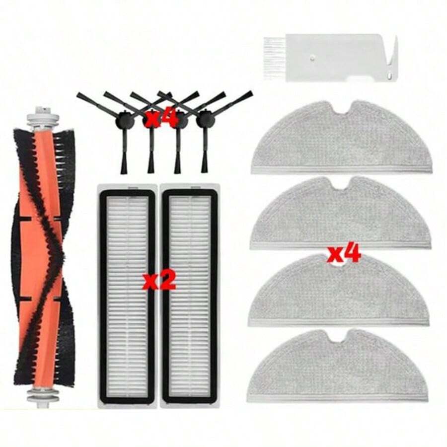 Dreame D9, D9 Max, L10 Pro Robot Vacuum Cleaner Spare Parts Consumables Main Side Brush HEPA Filter Mop Accessories Includes: 1 Roller Brush 4 Side Brushes 2 Filters 4 Cloths 1 Cleaning Brush