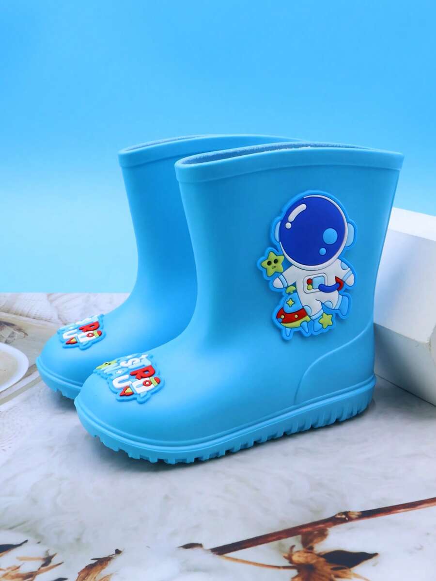 1 Pair Cartoon Astronaut Design Children Rain Boots, Lightweight Comfortable Non-Slip Outdoor Sports Waterproof Boots For Boys And Girls, Suitable For Rainy Days And School Activities