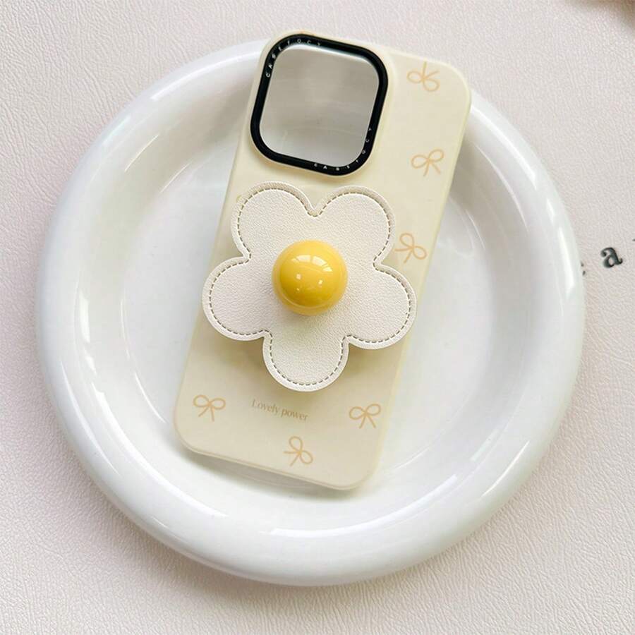 1 pieza Asa de teléfono con forma de margarita de color dopamina, soporte estable adhesivo y plegable compatible con iPhone y teléfonos Android, regalo para cumpleaños, familia y amigos