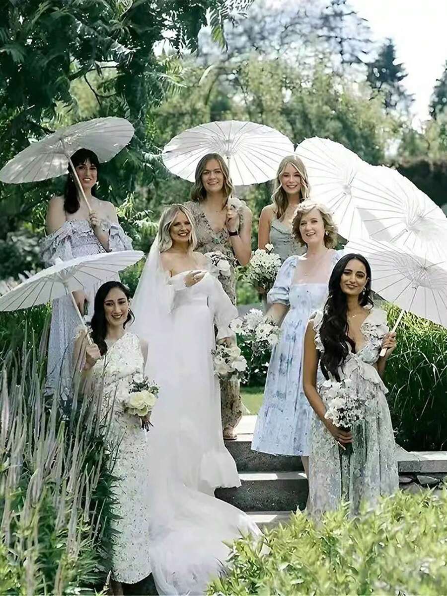1Pc White Paper Umbrella Wedding Party Decoration, Wedding Table Centerpieces, Wedding Bridal Props, Vase Flower Arrangement Accessories, Photography Props, DIY Painting Supplies
