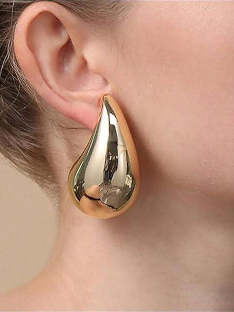 1 Paar Oversized dramatische CCB Material UV-beständige glänzende Tränenform Ohrringe Ohrstecker