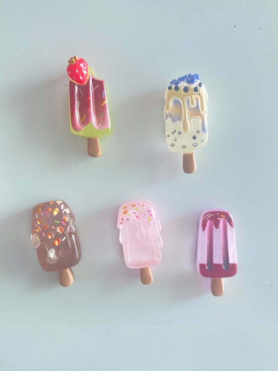 5pcs Refrigerator Magnet Fruit Ice Cream Popsicle Strawberry Watermelon Simulation Food Play Home Decoration DIY Magnet