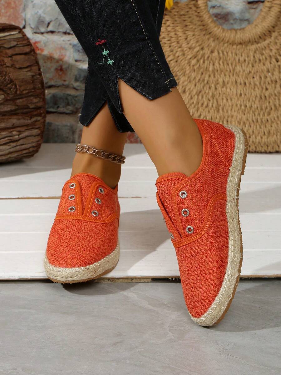 1 Pair Preppy Style Patchwork Flat Loafers, Basic Commute Vintage Fabric Shoes For Home, Office, Vacation, All Season