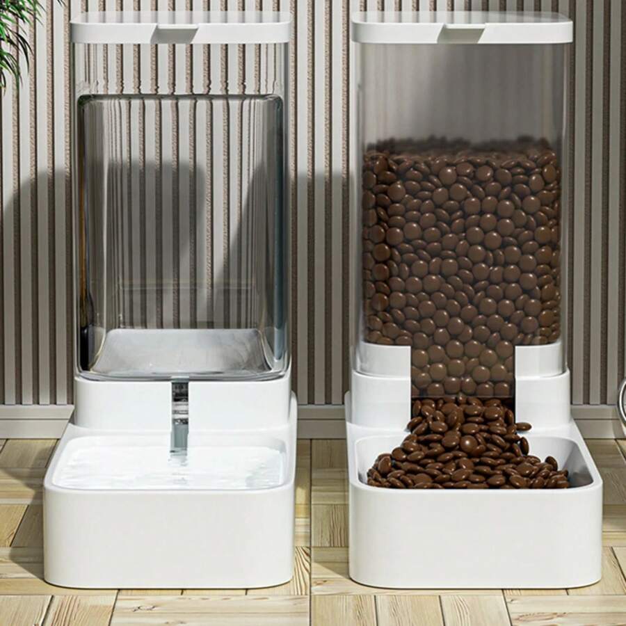Automatic Cat Feeder & Water Dispenser With Gravity Food Storage Container For Cats And Dogs