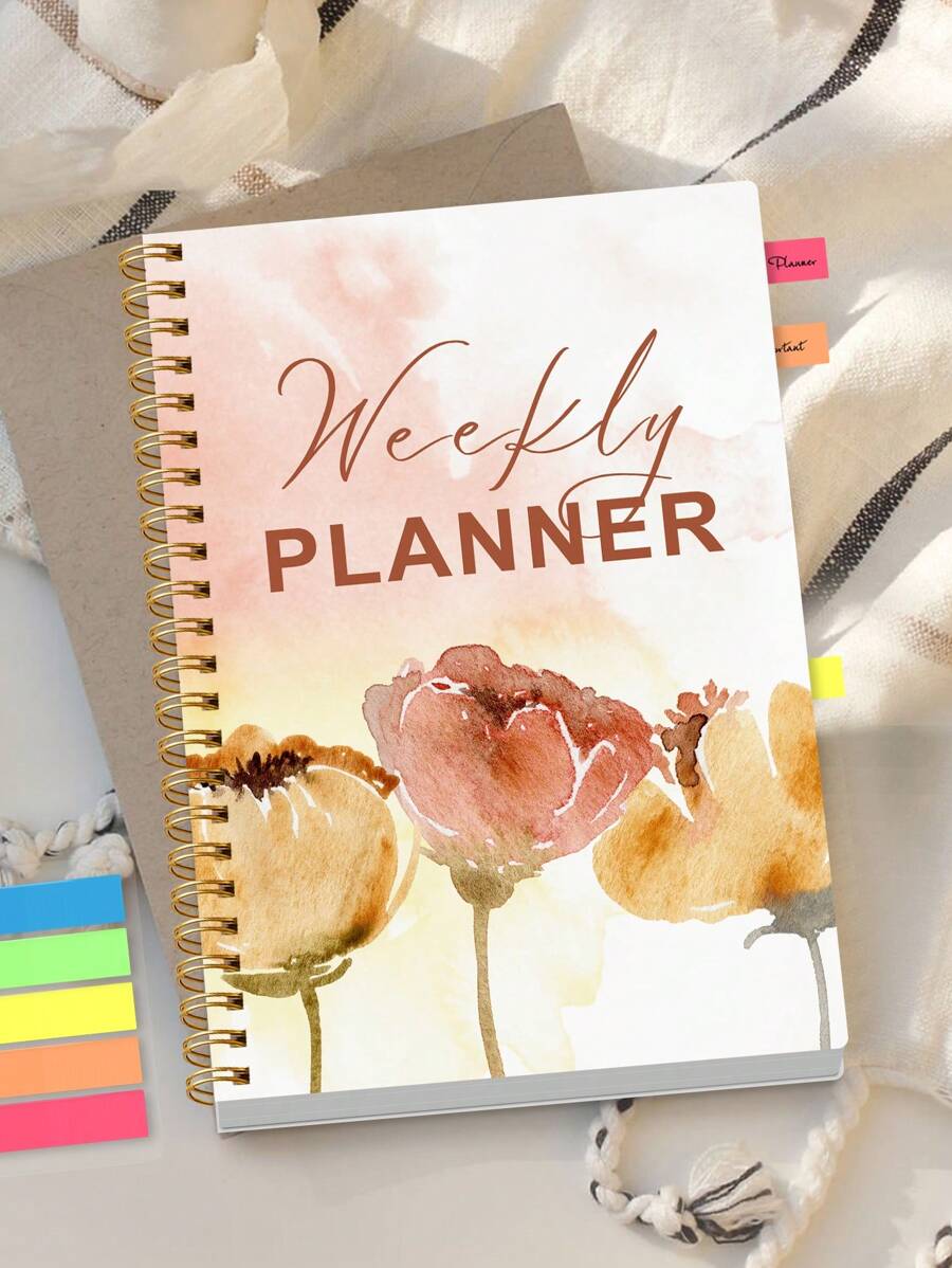 BUBU Agenda accademica giornaliera e settimanale A5, + adesivi per indice, quaderno di pianificazione giornaliera minimalista senza data con layout a slot orari, gestione delle attività, registri del benessere, equilibrio tra lavoro e vita, back to school, forniture per ufficio e scuola
