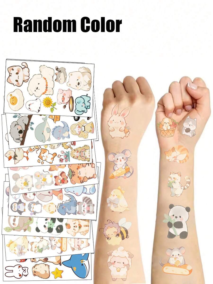 Colores aleatorios, Nuevos juguetes infantiles 2025 Pegatinas de animales de dibujos animados para decorar el zoológico, pegatinas para libros de computadora, pegatinas para estuches de lápices, pegatinas temporales, imprescindibles para volver a la escuela