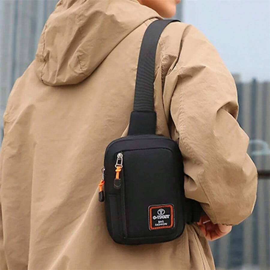 Fashionable Men's Small Shoulder Bag, High-Quality Oxford Cloth Handbag, Portable Crossbody Bag, Flap Mini Waist Bag