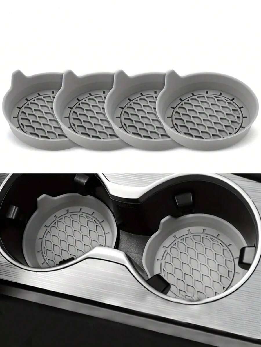 Car Cup Holder Mat, Keeps Your Car Clean, Deep Cup Design To Hold Liquid And Prevent Leaking, No More Spills, Fits All Car Models - Interior Accessories - Perfect Gift For Car Enthusiasts, Best Gift For Friends For Women Storage Organizer Travel Essentials Gift