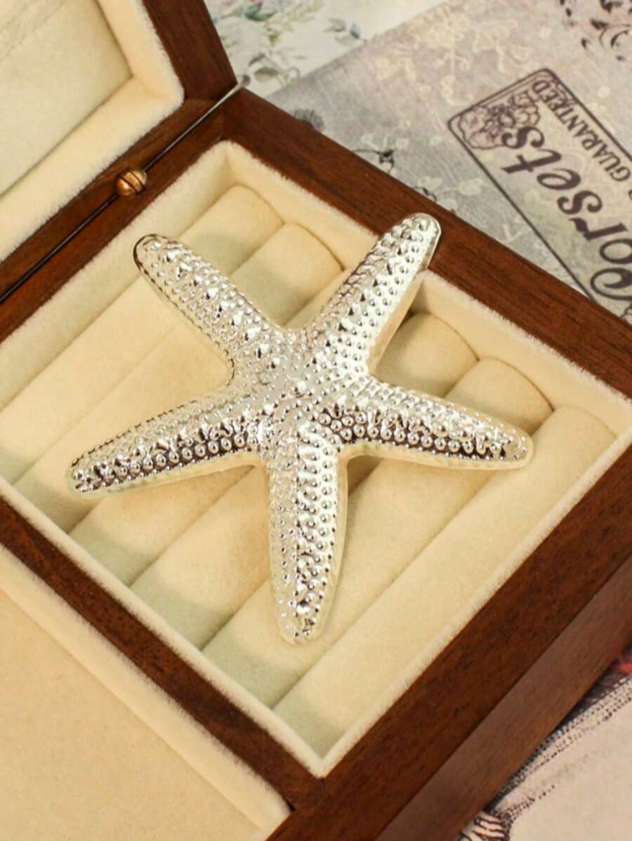1 Stück retrominimalistischer goldfarbener Metallseestern Broschen-Pin, Strandstil geeignet für Männer und Frauen, Sommer