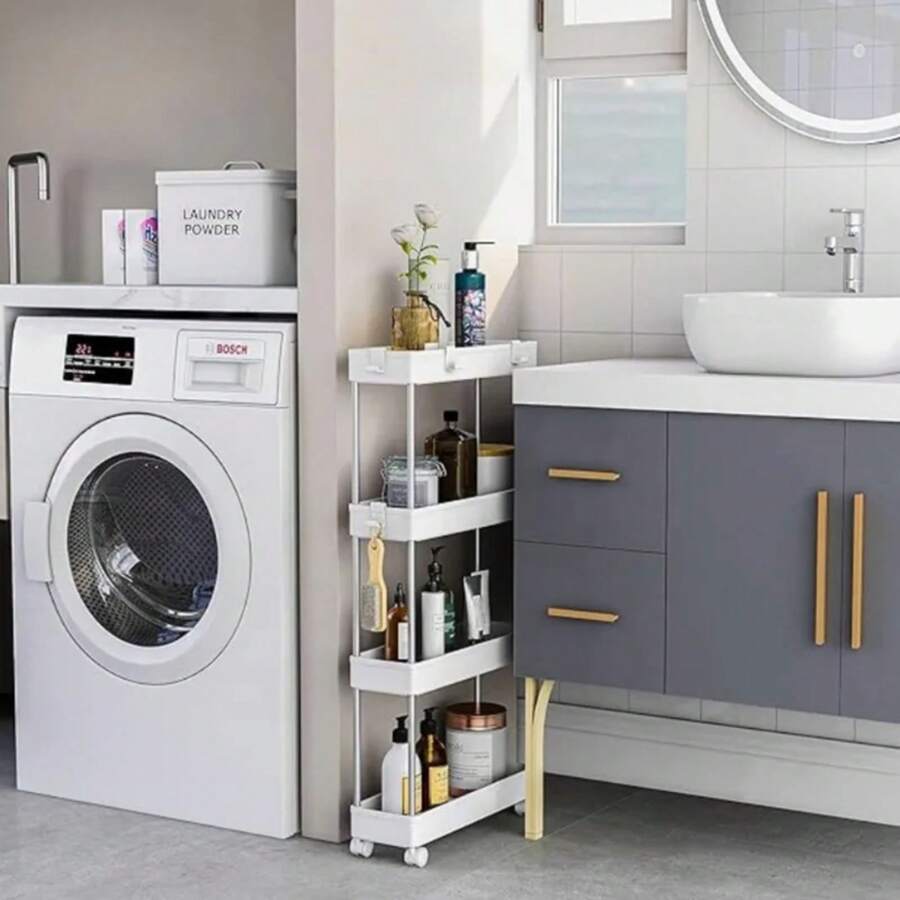 Multi - Layer 360 ° Rotating Storage Cart In ABS - Space - Saving, For Dorms & Kitchen,Bathroom,Non-Slip And Durable