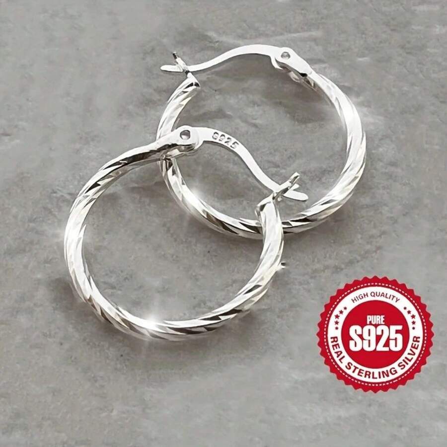 925 Sterling Silver Twist Earrings - Hypoallergenic Elegant Jewelry For Women (Mom, Grandma, Wife)