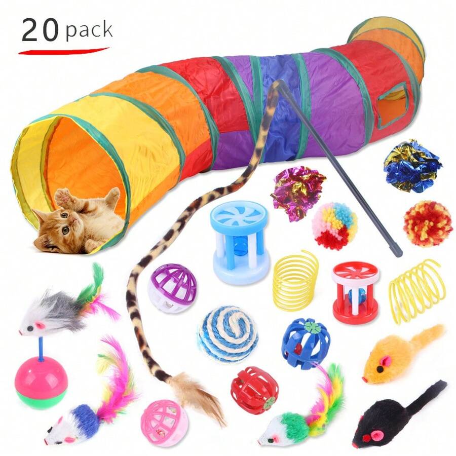 Cat Toy Combination Set, Cat Entertainment, Indoor & Outdoor Activity, Cat Tunnel