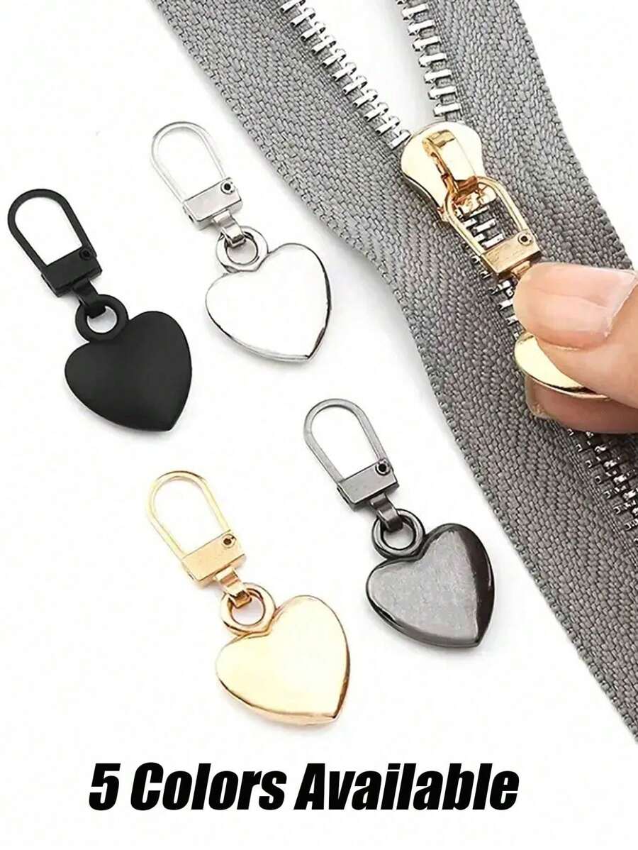 20/15/10/5/3/1 Heart-Shaped Zipper, Quick Installation Zipper Assistant, Detachable Zipper Head, Detachable Zipper Handle For Handbags, Jackets, Jackets, Suitcases - Simple Spare Metal Accessories, Small Gifts, Gifts For Her, Valentine's Day