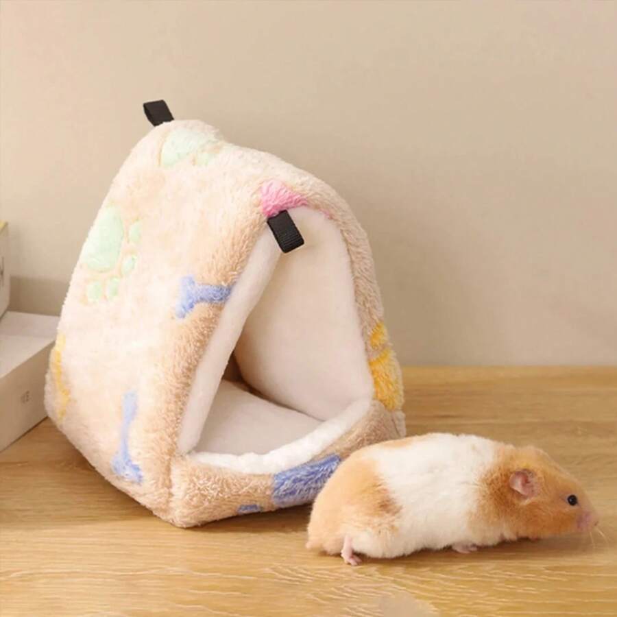 1 Pc Cute Print Pet Bird Parrot Cages Warm Plush Hammock Hut Tent Bed Hanging Cave For Sleeping And Hatching Bird Accessories