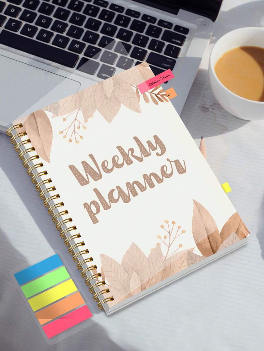 BUBU A5 Academic Daily Weekly Planner, + Index Stickers, Undated Minimalist Daily Planner Notebook With Time Slot Layout, Task Management, Wellness Logs, Balanced Work & Life, Back To School, Office School Supplies