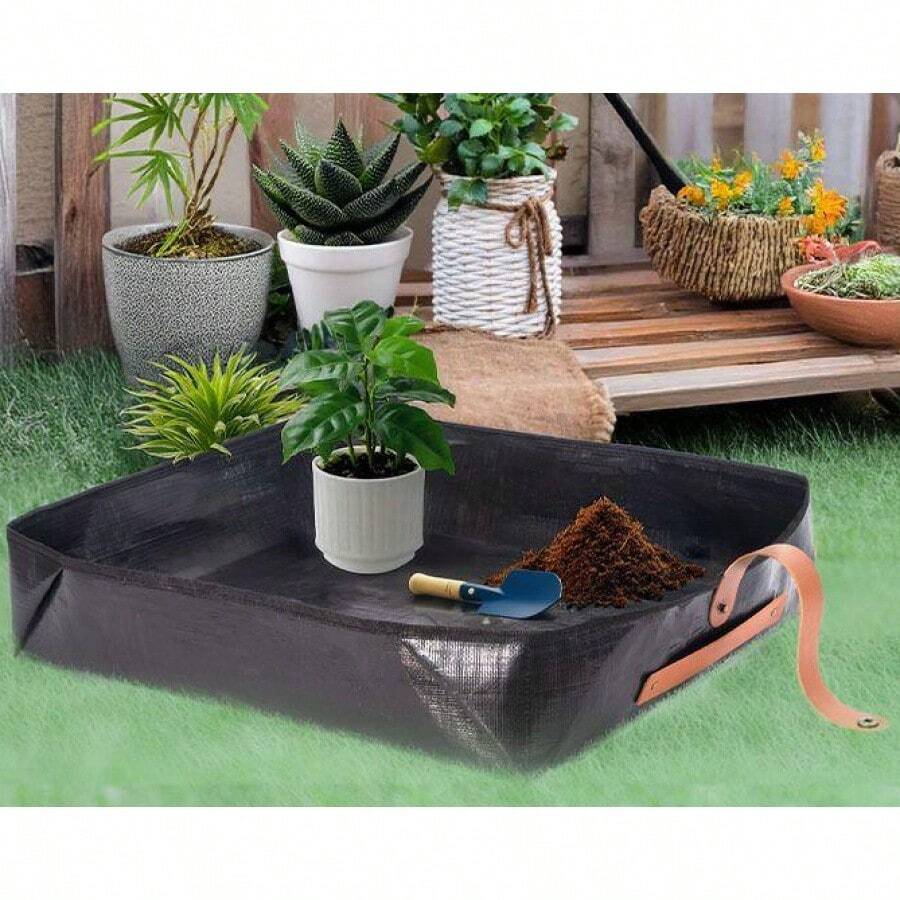Black Foldable Copper Buckle Gardening Mat Garden Balcony Planter Planting Planting Soil Changing Mat Organising Patio Outdoor Tools