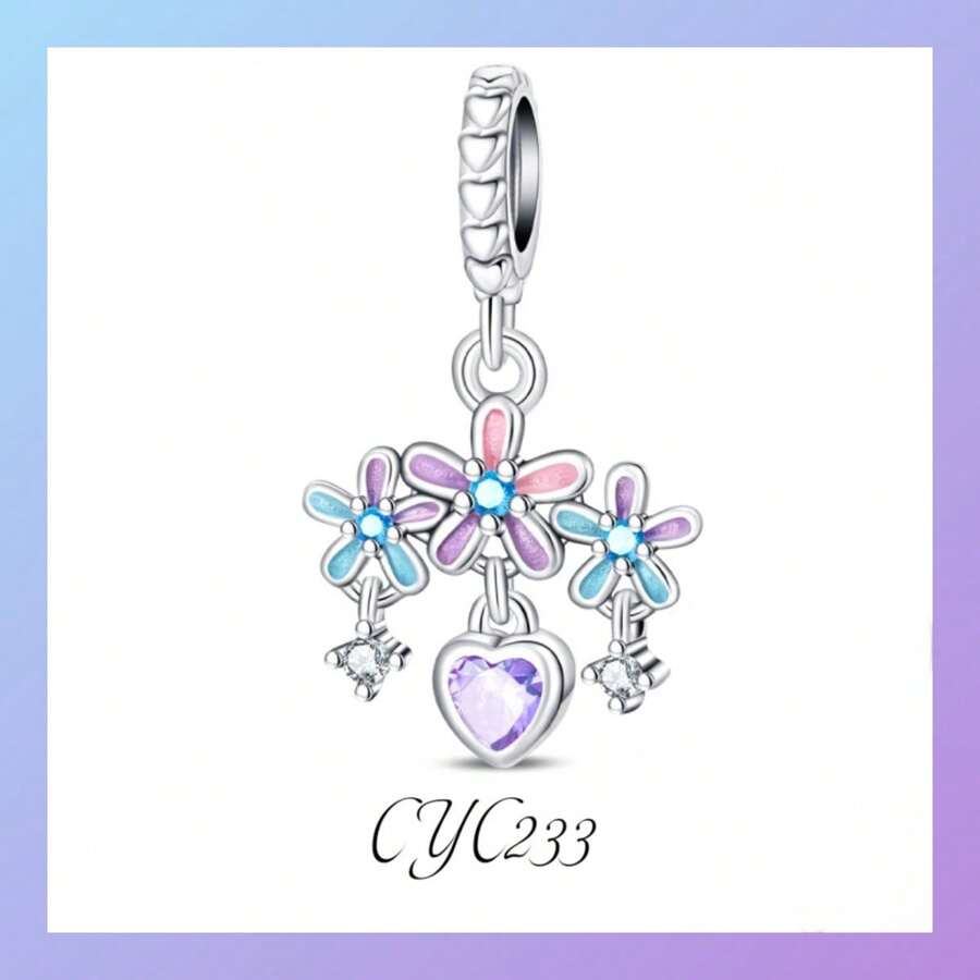 1 pieza Colgante de plata de ley 925 Flor de ensueño: DIY Colgante de gema de color con amor