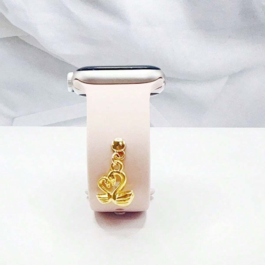 1pc Gold Swan Metal Watch Band Decor, Suitable For Silicone Watch Strap Series