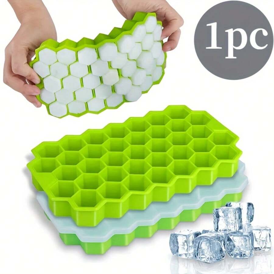 1 Piece 37-Grid Honeycomb Silicone Ice Tray | Hexagonal Mold For Perfectly Shaped Ice Cubes – Ideal For Outdoor Camping & Kitchen Use | Flexible, Vivid Design Ice Mold