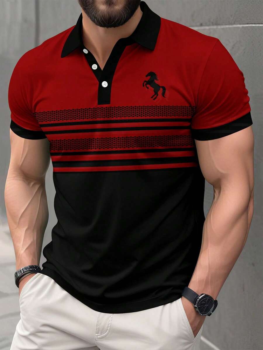 Camisa polo de manga corta casual de negocios para hombres de talla grande