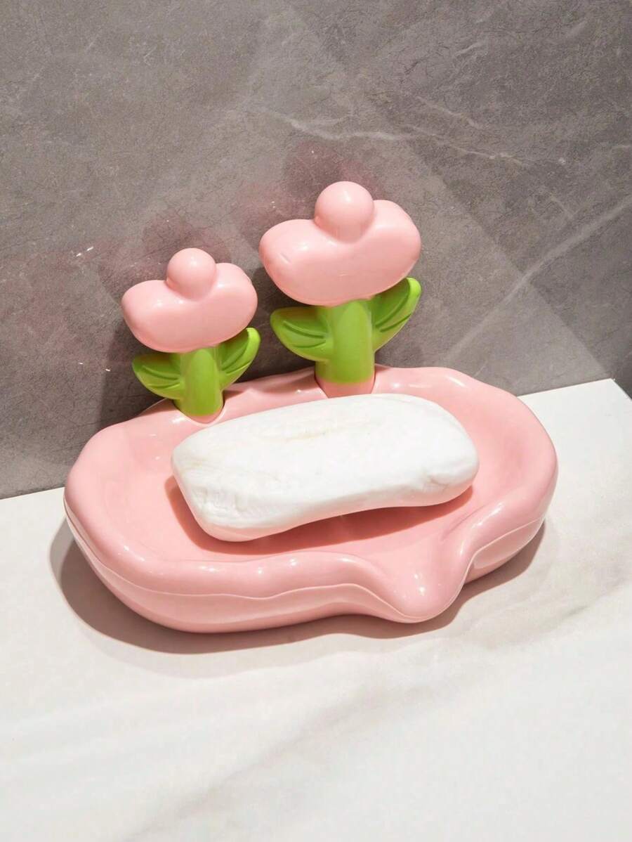 Luxury Drain Soap Box Creative Punch-Free Household Flower Soap Box Sink Soap Dish Luxury Storage Bathroom Accessories Home Bathroom Decor Fall Decor Back To School