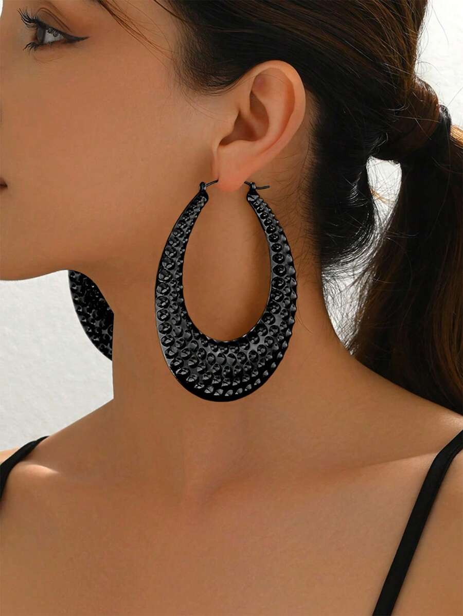 1 par de pendientes elegantes de aro grande de hueso clavicular de moda, exagerados, personalizados, nuevos, creativos y versátiles