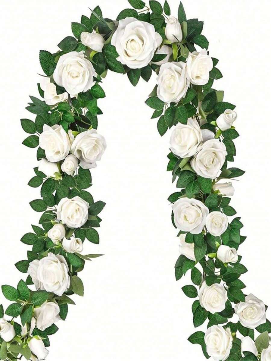 1/2Pcs Silk Rose Vine Wreaths, Artificial Flower Wreaths, Fake Rose Wreaths. Suitable For Spring And Summer Decoration, Mother's Day, Wedding Floral Dining Tables, Cabinet, Desktop, Room Decor, Centerpieces, Restaurant Decor, Home Decor,Table Centerpieces, And Party Decor,Wedding Decor, Living Room Home Decor,And Staircase Decoration.Gift.
