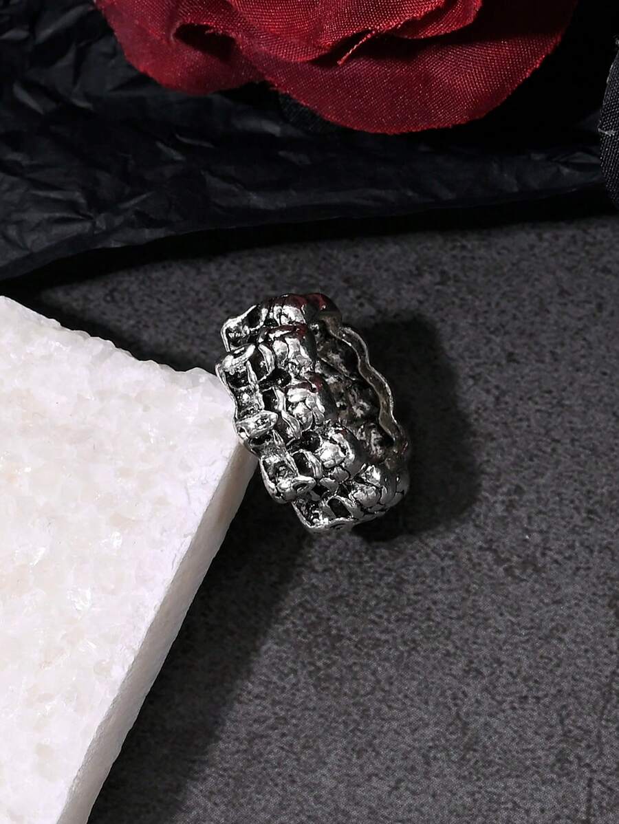 1 pieza Anillo de estilo gótico punk, retro, hip hop con diseño de calavera, adecuado para uso diario, fiestas, festivales de música, Halloween