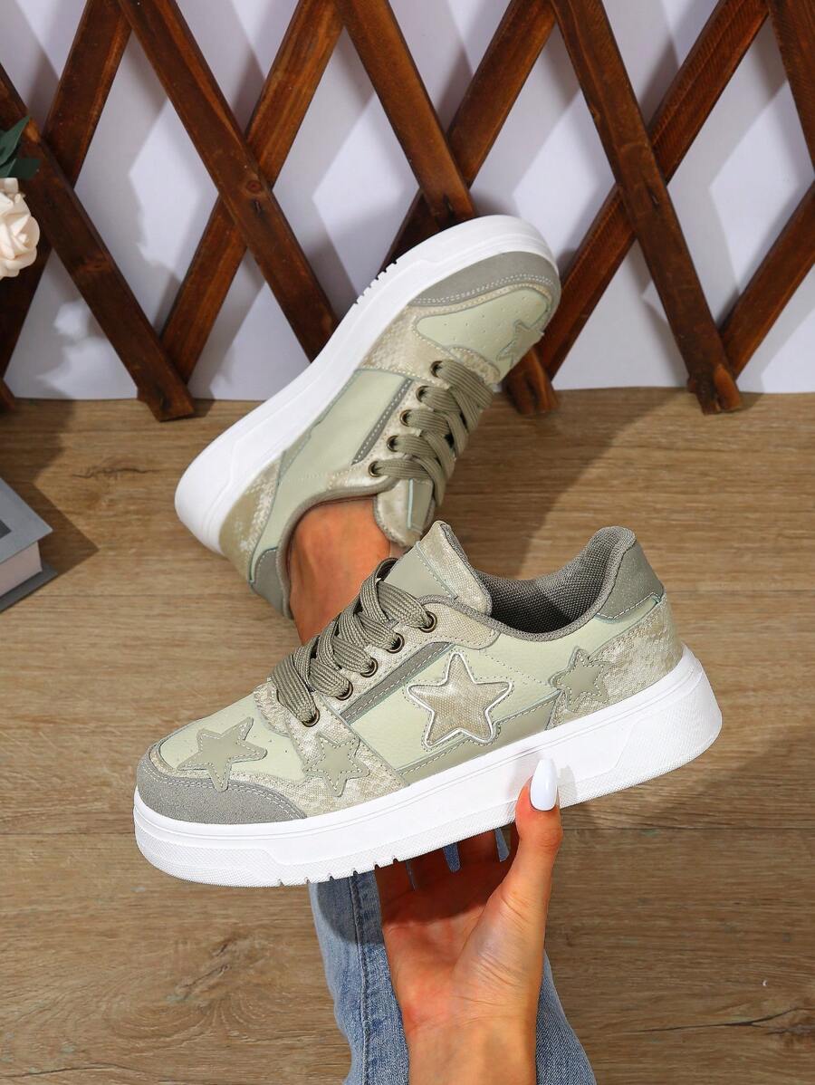 Women Minimalist Leather Skate Shoes, Low Top Lace-Up Casual Sports Sneakers, Outdoor Vacation Versatile Platform Walking Shoes