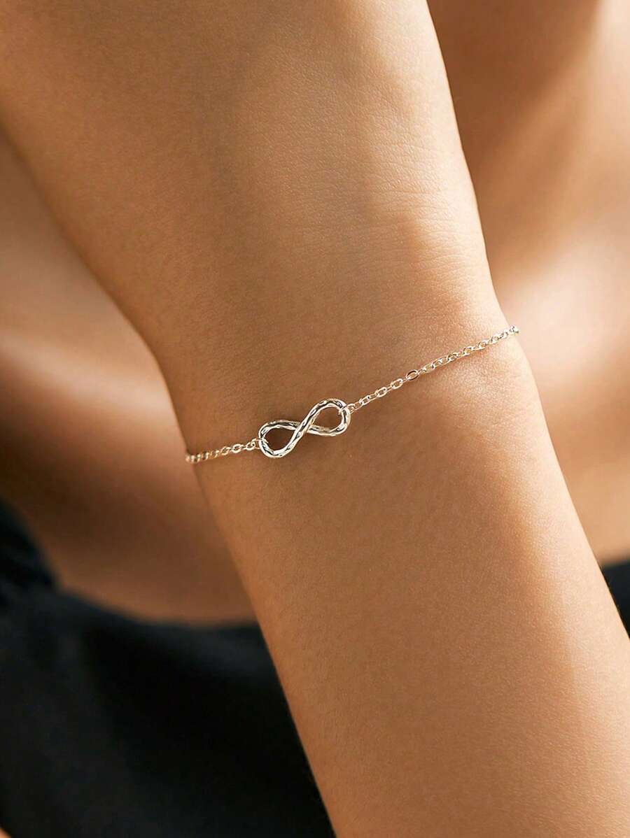 Pulseira com pingente em formato de infinito e coração, elegante e versátil, de prata esterlina 925, com zircônia artificial, ideal para o verão, dia dos namorados e joias femininas