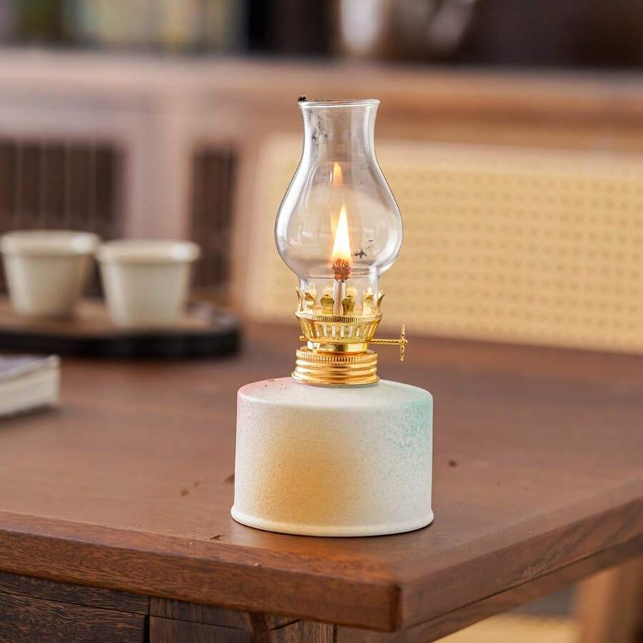1pc Handmade Ceramic Oil Lamp, Suitable For Outdoor Camping Lighting Decor (Lamp Oil Not Included), Lighting Up Space And Creating A Romantic Atmosphere, Best Gift, Home Decor