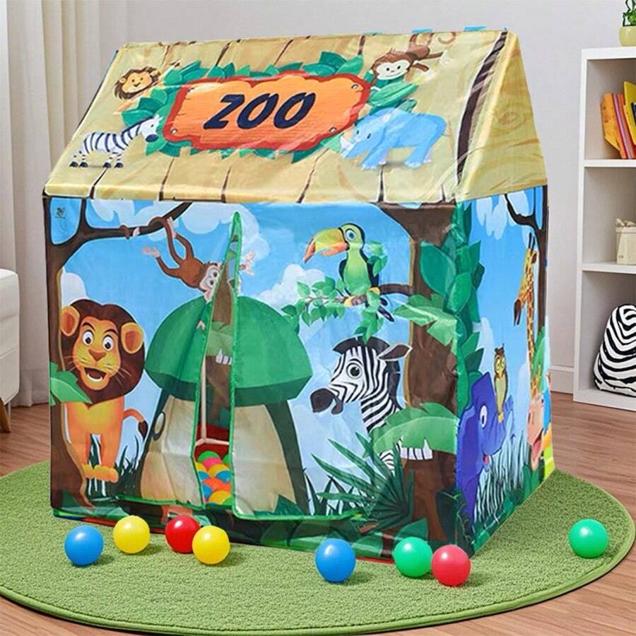 Tienda de campaña Casa del bosque, Carpa portátil para niños con bolsa de almacenamiento, Tienda de campaña temática de Casa de juegos para niños, Adecuado para niños y niñas como regalo de juguete pequeño de Casa de juegos, Ideal para cumpleaños, vacaciones (Tienda temática de Bosque verde)