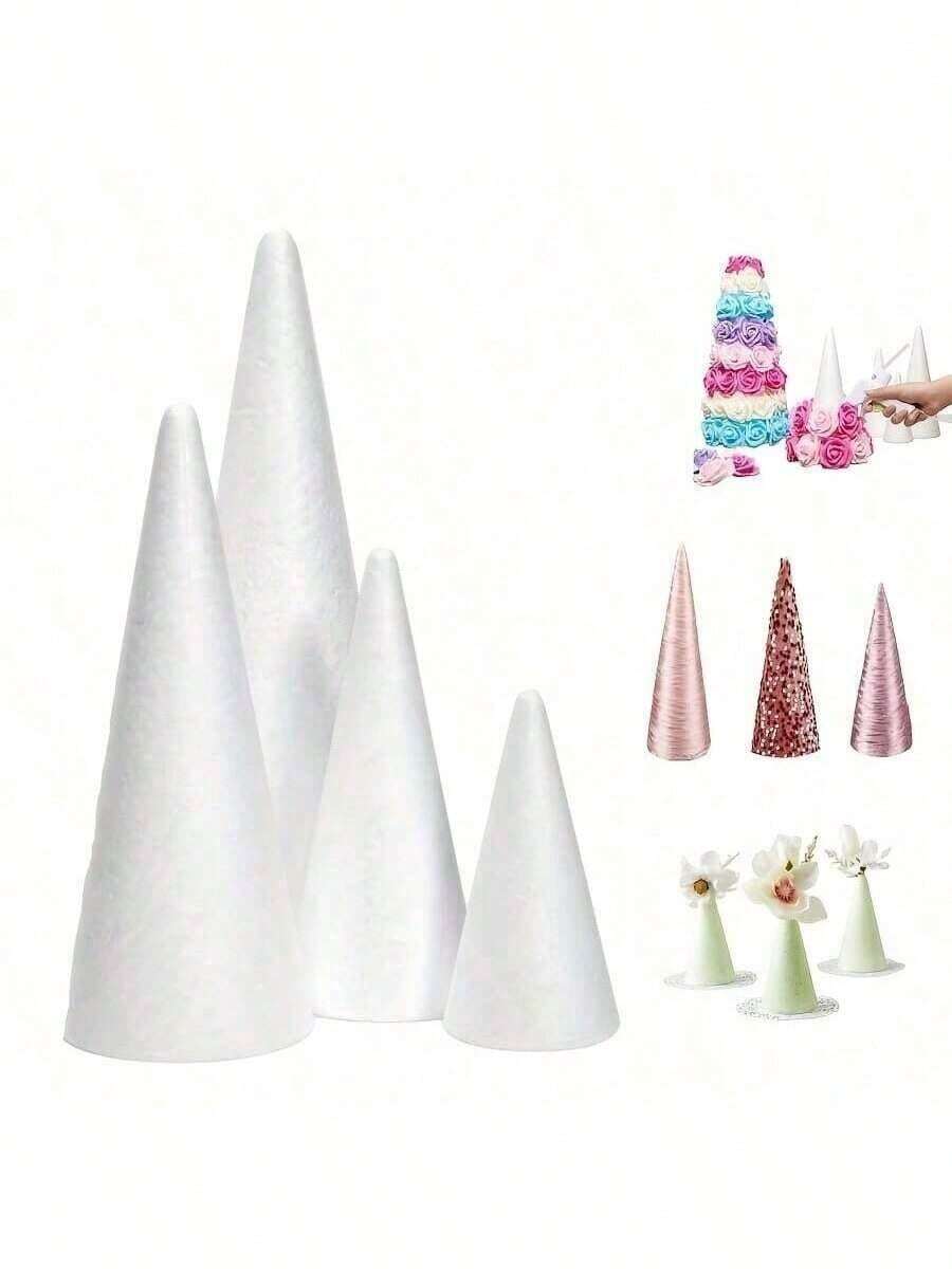 1pc Large Solid White Foam Cone, Art Craft DIY Holiday Supplies, Polystyrene (PS) Foam Christmas Tree, Birthday Scene Decoration, Event Props, Cone Accessory, Home Decor, Artificial Twinkle Christmas Tree Cone, Christmas Tree Cone, Christmas Decoration, New Year, Thanksgiving, Winter, Valentine's Day Handmade Gift