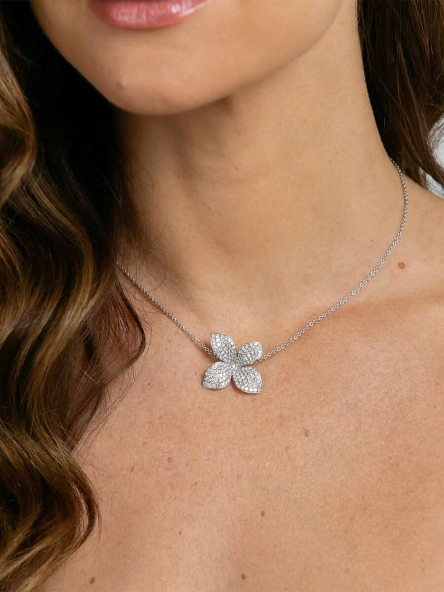 1 Stück Blüten Anhänger Halskette, einfache Strass Choker Halskette, minimalistisches Modeaccessoire für Frauen