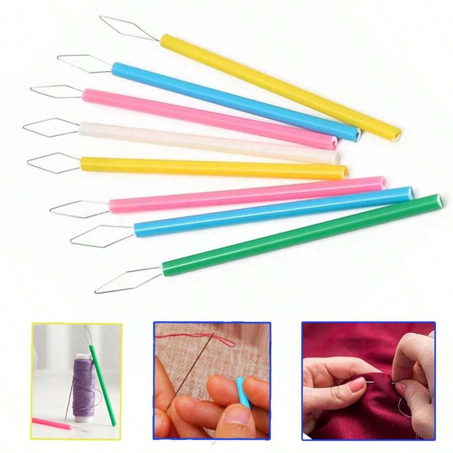 5-12 Peças Conjunto de Enfiadores de Agulha Plásticos, Auxiliar de Linha de Máquina de Costura, Ferramenta para Contas, Acessórios DIY, Dispositivo de Assistência a Idosos