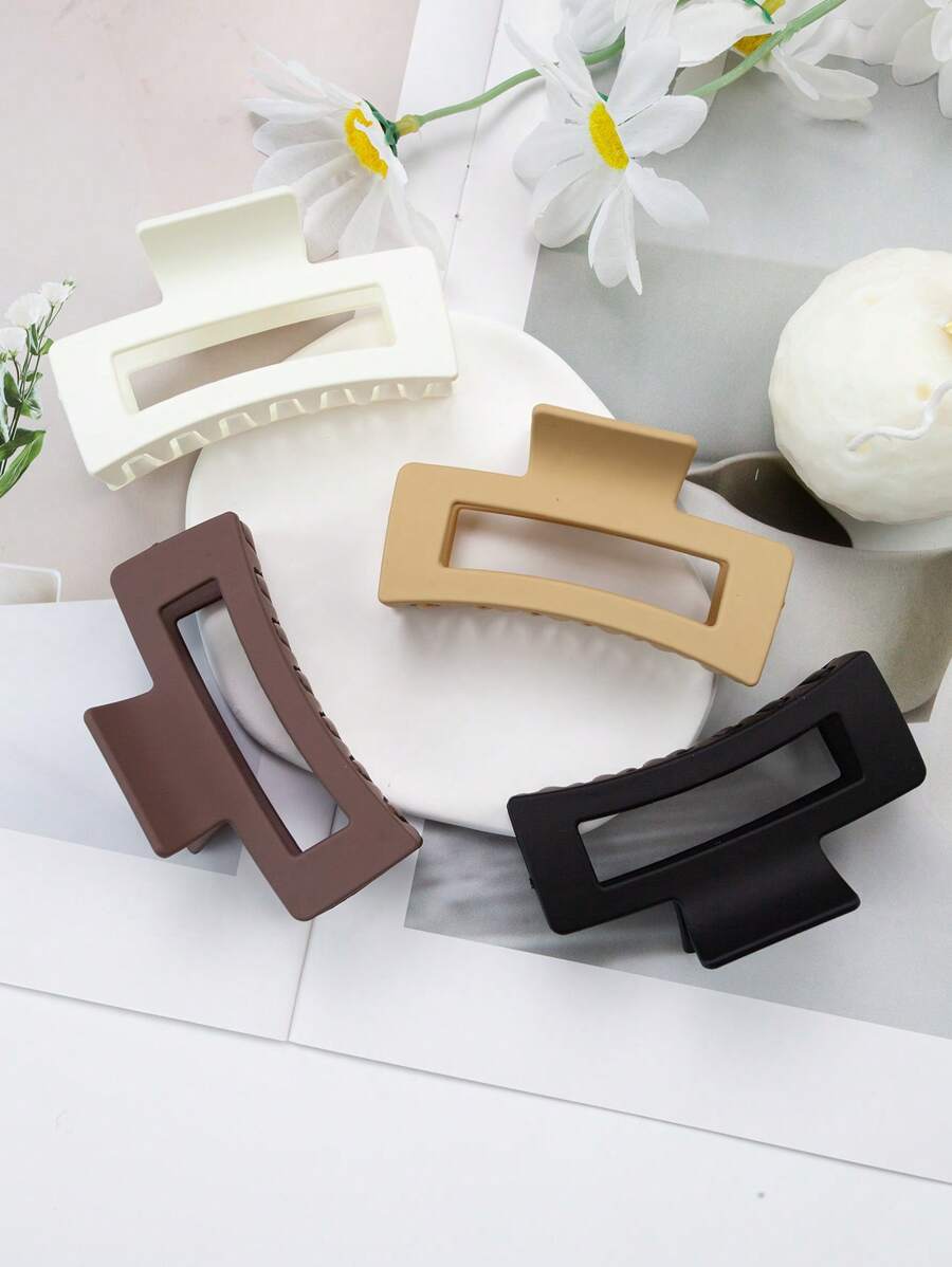 1/4pcs Rectangle Hair Claw For Thick Hair, Strong Hold Jaw Hair Clamps, Butterfly Hair Clips Hair Claws Hairpins Fashion Hair Accessories For Women Fashion Hair Clutch Women Claw Clips