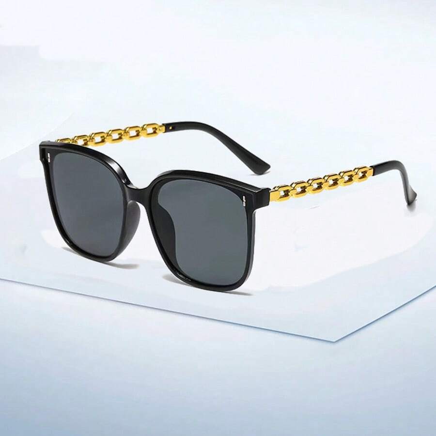 Big Frame Chain Leg Eyeglasses, Face-Slimming Driving UV Protection Eyeglasses