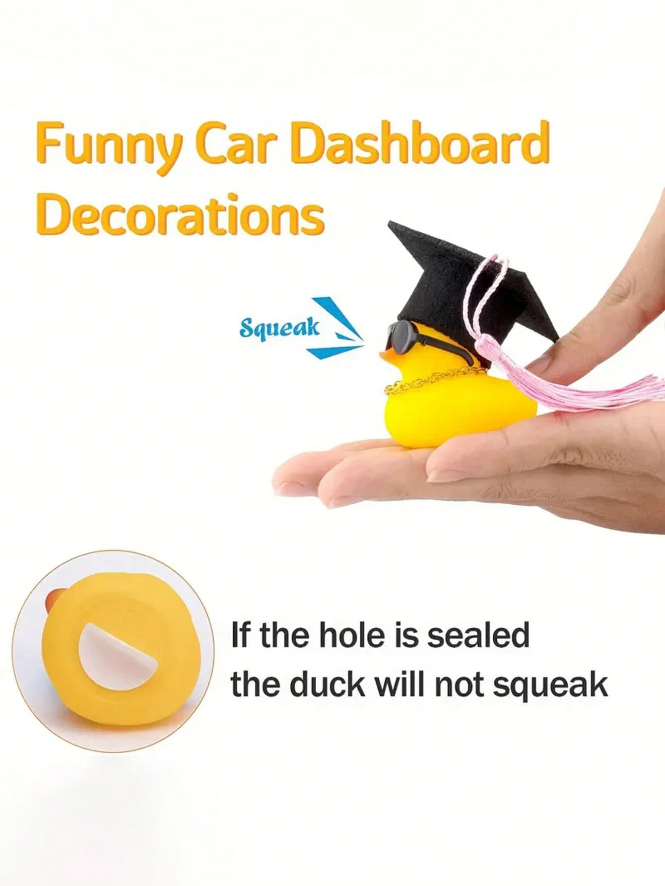2pcs Stylish Yellow Duck With Black Hat And Bow-Silicone Car Dashboard Decoration Accessories, Couple Duck Car Decoration, Yellow Duck Decoration-Unique Gifts For Graduates, Car Ornaments, Car Interiors